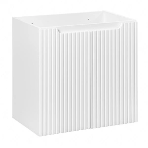Szafka pod umywalkę Nova 60 cm biała designerska szafka do łazienki z półką nietuzinkowe pionowe ryflowanie na frontach
