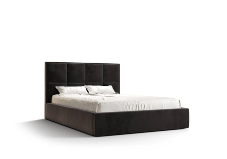 Łóżko tapicerowane Aresa 160x200 z pojemnikiem grafit w nowoczesnym skandynawskim stylu z wygodnym zagłówkiem