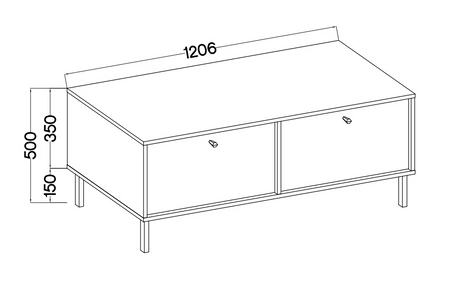Szafka RTV Kioto II 121 cm beżowa elegancka szafka z drzwiami otwieranymi do dołu stonowana kolorystyka złota metalowa podstawa