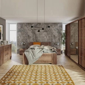 Zestaw mebli do sypialni Rico dąb monastery ponadczasowy design komplet mebli do sypialni pojemna szafa przesuwana z lustrem