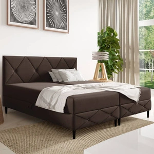 Łóżko kontynentalne Noren 160x200 brązowe nowoczesna forma łóżka do sypialni pojemniki na pościel klasyczne pikowanie na wezgłowiu