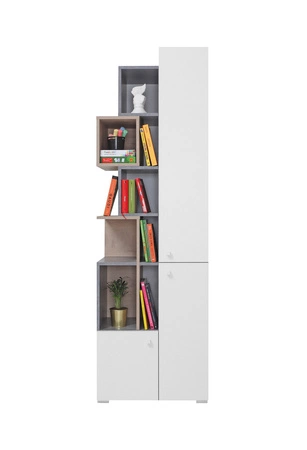 Zestaw mebli Epsilon beton / biały / dąb idealna propozycja do pokoju młodzieżowego lub dziecięcego w modnym stylu