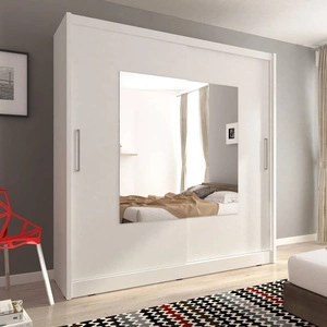 Szafa przesuwna Loretta 180 cm biała nowoczesna szafa idealna do garderoby sypialni lub przedpokoju