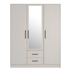 Szafa z lustrem Caspe 150 cm beżowa nowoczesny design wykończenie ABS oraz aluminiowe uchwyty
