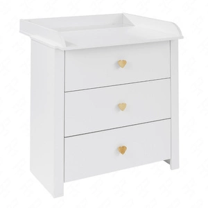 Komoda z przewijakiem Heart 85 cm biała funkcjonalny mebel do pokoju niemowlęcego możliwość demontażu przewijaka pojemne szuflady