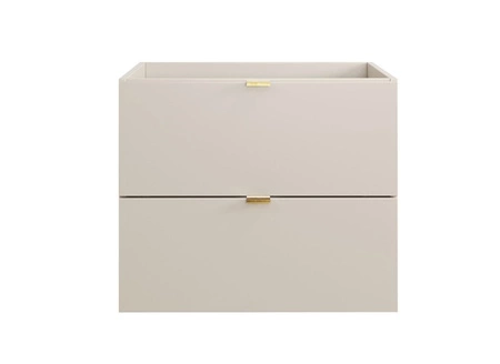 Zestaw mebli łazienkowych Dalia beżowy eleganckie szafki łazienkowe zachwycają minimalizmem system cichego domykania szuflad