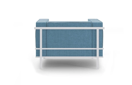 Fotel ogrodowy Ibiza biały / morski stylowy fotel w stylu nowoczesnym doskonały na taras lub do ogrodu metalowy stelaż