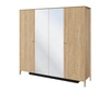 Szafa z lustrem Cozy 220 cm dąb olejowany pojemna szafa do sypialni lub przedpokoju lekka stylistyka podkreślona naturalną kolorystyką