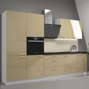 Zestaw mebli kuchennych Nalo 310 cm fronty w połysku niepowtarzalny styl szafek dopasuje się do kuchni w każdym stylu