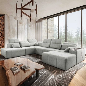 Narożnik z funkcją spania Tesalia X szary popiel prawostronny nowoczesny i komfortowy narożnik z funkcją przesuwanego oparcia