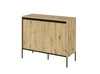 Komoda Trend 98 cm dąb artisan funkcjonalna komoda do salonu o oryginalnym designie ryflowane fronty z subtelnym oświetleniem