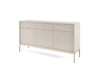Komoda z szufladami Lovro 154 cm beżowa nowoczesny design zachwyci miłośników wyrazistych wnętrz złote metalowe dodatki