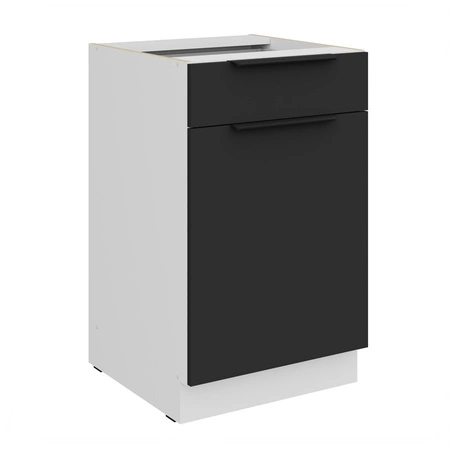 Szafka kuchenna stojąca z szufladą i półką Alatri Wh 50 D 1F 1S BB fronty szafki kuchennej wykończone w technologii anti fingerprint