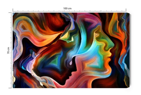Obraz na płótnie abstrakcyjne twarze 100x70 cm ponadczasowa ozdoba wnętrza obraz w wyrazistej kolorystyce wysoka jakość wykonania