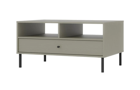 Zestaw mebli do salonu Kioto II eukaliptus stylowy design eleganckie meble wsparte na metalowych czarnych nogach subtelne uchwyty