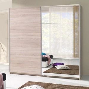 Szafa przesuwna z lustrem Twister 225 cm dąb sonoma jasny nowoczesny design wykończenie ABS oraz aluminiowe prowadnice drzwi