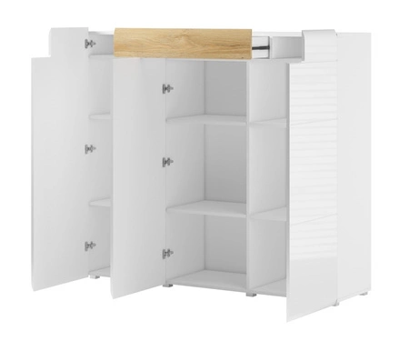 Komoda z szufladą Toledo 147 cm antracyt / antracyt połysk / dąb grandson funkcjonalny mebel do salonu lub jadalni