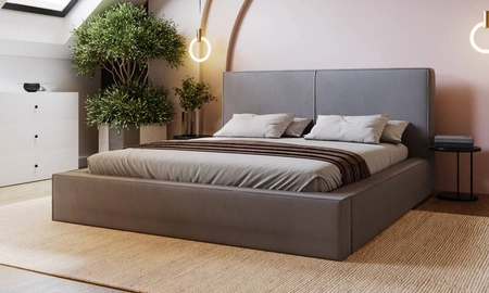 Łóżko tapicerowane Belli 160x200 szare stylowe łóżko z pojemnikiem na pościel wygodny zagłówek zachwyca eleganckim designem