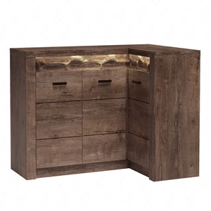 Komoda narożna Indiana 131x90 cm jesion ciemny elegancka stylistyka komody ozdobna deska na froncie komody oświetlona LED