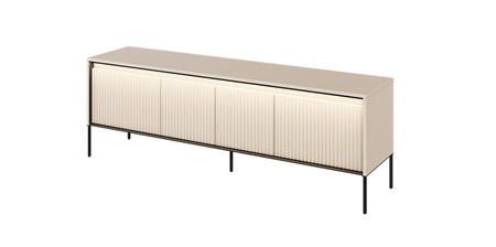 Zestaw mebli Trend beżowy nowoczesny design meble z klimatycznym oświetleniem w postaci paska led pod górnym blatem ryflowane fronty