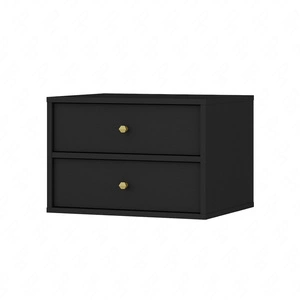 Szafka nocna wisząca Kioto IV czarny grafit z szufladami idealna szafka do sypialni o subtelnym wykończeniu metalowe złote uchwyty