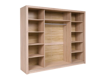 Szafa przesuwna z lustrem Mistral 250 cm dąb sonoma jasny nowoczesna szafa idealna do garderoby sypialni lub przedpokoju