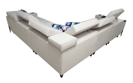 Narożnik z funkcją spania Belvi IV szary lewostronny elegancki i stylowy narożnik rozkładany do salonu praktyczny schowek w boczku