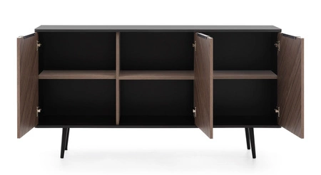 Zestaw mebli Tullio czarny grafit / captains deck elegancka meblościanka do salonu o ciekawej stylistyce uchwyty krawędziowe