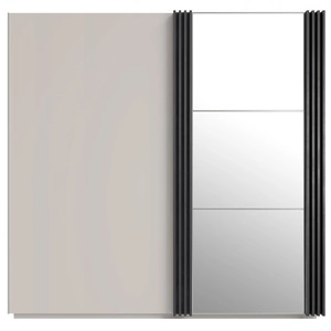 Szafa przesuwna z lustrem Estan 215 cm beżowy / antracyt nowoczesny design mebla drzwi szafy ozdobione lamelami