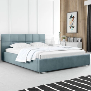 Łóżko tapicerowane Costa 160x200 błękitne stylowe łóżko z pojemnikiem na pościel wygodny zagłówek zachwyca eleganckim designem