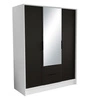 Szafa z lustrem Norel 150 cm biały / czarny stylowa szafa o nowoczesnym designie z ryflowanymi frontami i pojemnymi szufladami