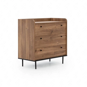 Komoda z szufladami Apallo 90 cm dąb brandy castello oryginalny design wysokie ranty blatu bryła osadzona na metalowych nogach