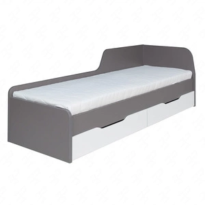 Łózko Yugo z szufladami 80x200 cm w kolorze popiel / biały połysk nowoczesny oraz funkcjonalny mebel pokoju młodzieżowego