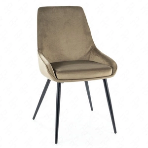 Krzesło tapicerowane Cobe oliwkowe nowoczesne oraz funkcjonalne krzesło do jadalni z metalowymi nogami