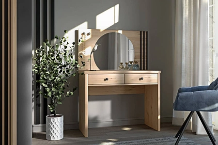 Toaletka z szufladami Cali 100 cm dąb artisan nnowoczesny design stylowe rozwiązanie ułatwi uporządkowanie kosmetyków