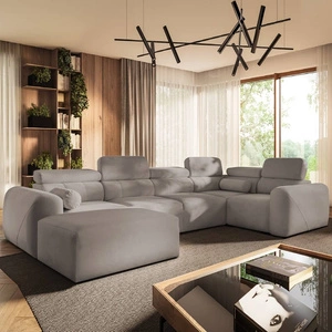 Narożnik z funkcją spania Cantare IV szary popiel lewostronny starannie wykonany narożnik do salonu zapewnia komfort i wygodę