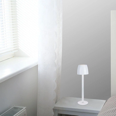 Lampka nocna Lava biała 3W 3000K stylowa lampa stołowa o wielu zastosowaniach częściowo transparentna konstrukcja