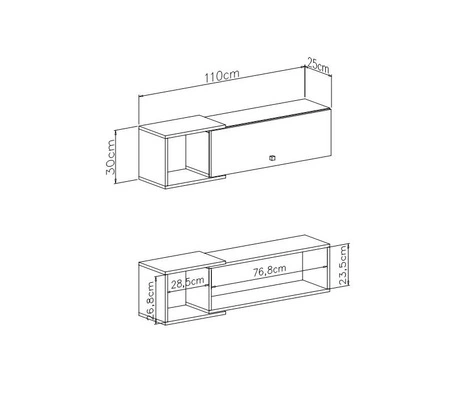 Półka wisząca z drzwiami Epsilon 110 cm biała / beton nowoczesny design mebla wysoka jakość obrzeża półki wykończone specjalną okleiną