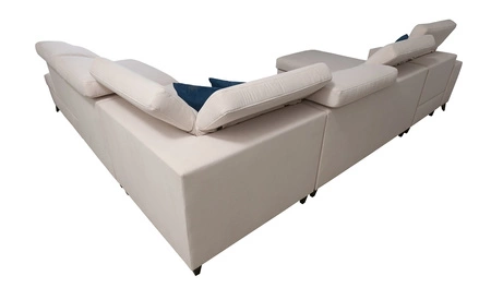 Narożnik z funkcją spania Kelly Sleek X grafitowy lewostronny niezwykle elegancki narożnik do salonu z regulowanymi zagłówkami