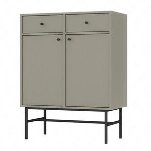 Komoda z szufladami Kioto III 84 cm eukaliptus idealna komoda do salonu lub sypialni w stylu nowoczesnym czarny metalowy stelaż