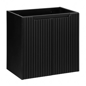Szafka pod umywalkę Nova 60 cm czarna designerska szafka do łazienki z półką nietuzinkowe pionowe ryflowanie na frontach
