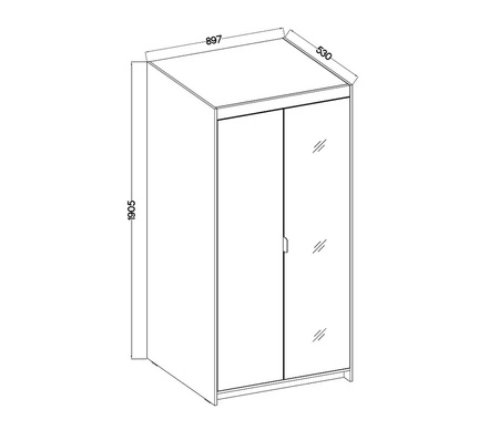 Szafa z lustrem Rene 90 cm beż piaskowy klasyczny design prosta forma idealna szafa do sypialni lub przedpokoju obrzeża wykończone ABS