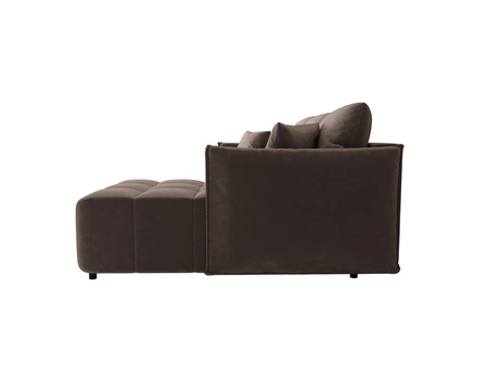 Narożnik z funkcją spania Oroso jasny brąz prawostronny miękka tkanina typu velvet z powłoką hydrofobową pojemnik na pościel