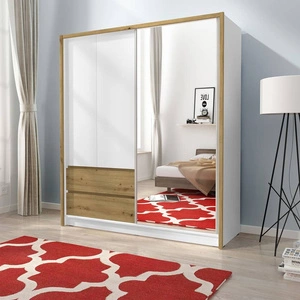 Szafa przesuwna Cento 184 cm biała / dąb artisan nowoczesny design szafa idealna do garderoby sypialni lub przedpokoju