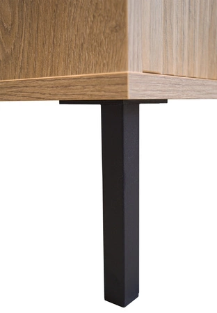 Komoda Osaka 149 cm dąb evoke / czarny minimalistyczny design doskonała propozycja komody do salonu i sypialni gustowny ryflowany front