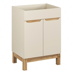 Szafka pod umywalkę Bali 60 cm beżowy / dąb wotan wysokiej jakości szafka łazienkowa z półką stylowe frezowane uchwyty