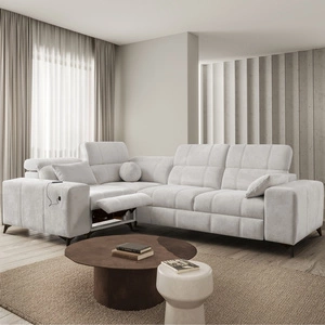 Narożnik z funkcją spania Penejos II Lux szary popiel lewostronny wygodny narożnik do salonu z komfortowym wysuwanym podnóżkiem