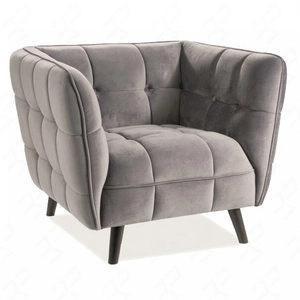 Fotel Castello szary nowoczesny oraz funkcjonalny fotel z drewnianymi nogami komfortowy podczas wypoczynku