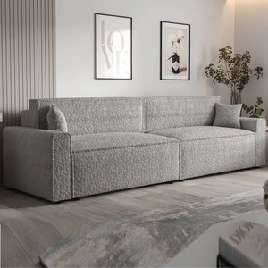 Kanapa rozkładana Brandon XL Bis szary popiel nowoczesny design tkanina o charakterystycznej pętelkowej powierzchni pojemnik na pościel