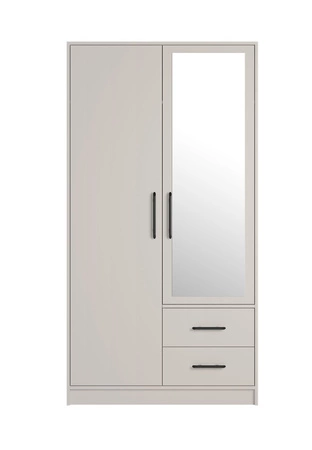 Szafa z lustrem Caspe 100 cm beżowa nowoczesny design wykończenie ABS oraz aluminiowe uchwyty